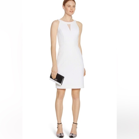 White House Black Market White Organza Sheath Dress | Size 4 | Worn Once Perfect - Picture 1 of 8